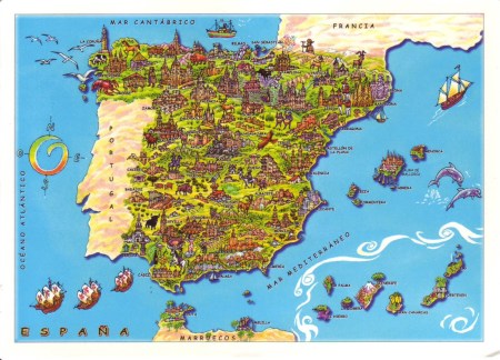 Spain Postcard Map