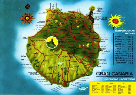 Gran Canaria Island Map postcard