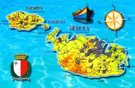 Malta Map Postcard