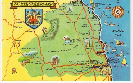 Northumberland Postcard Map
