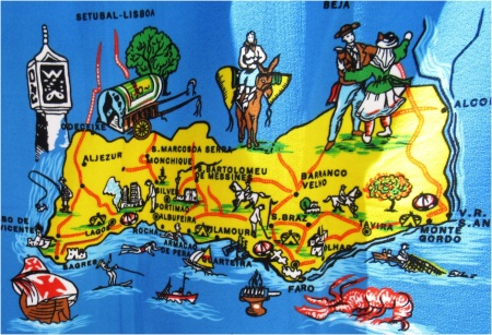 Algarve Map on Beach Towel